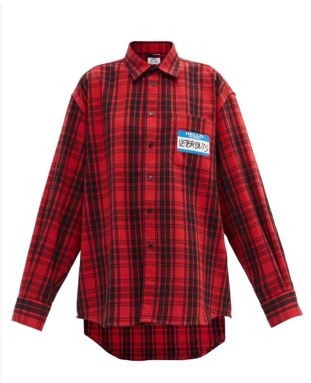 VETEMENTS My Name Is Vetements Cotton-Blend Flannel Shirt